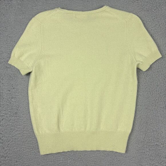 Valerie Stevens 100% Two-Ply Cashmere Light Yellow Short Sleeve Top Pettite M - Picture 2 of 5
